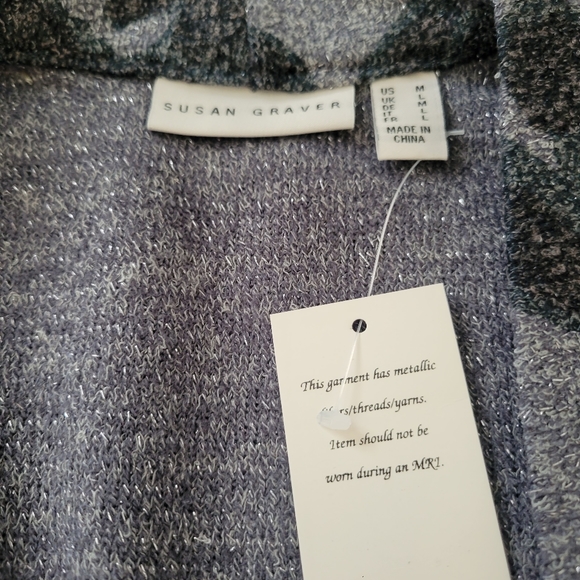 Susan graver NIB leopard print cardigsn black and grey with pockets womans Large - Picture 5 of 9